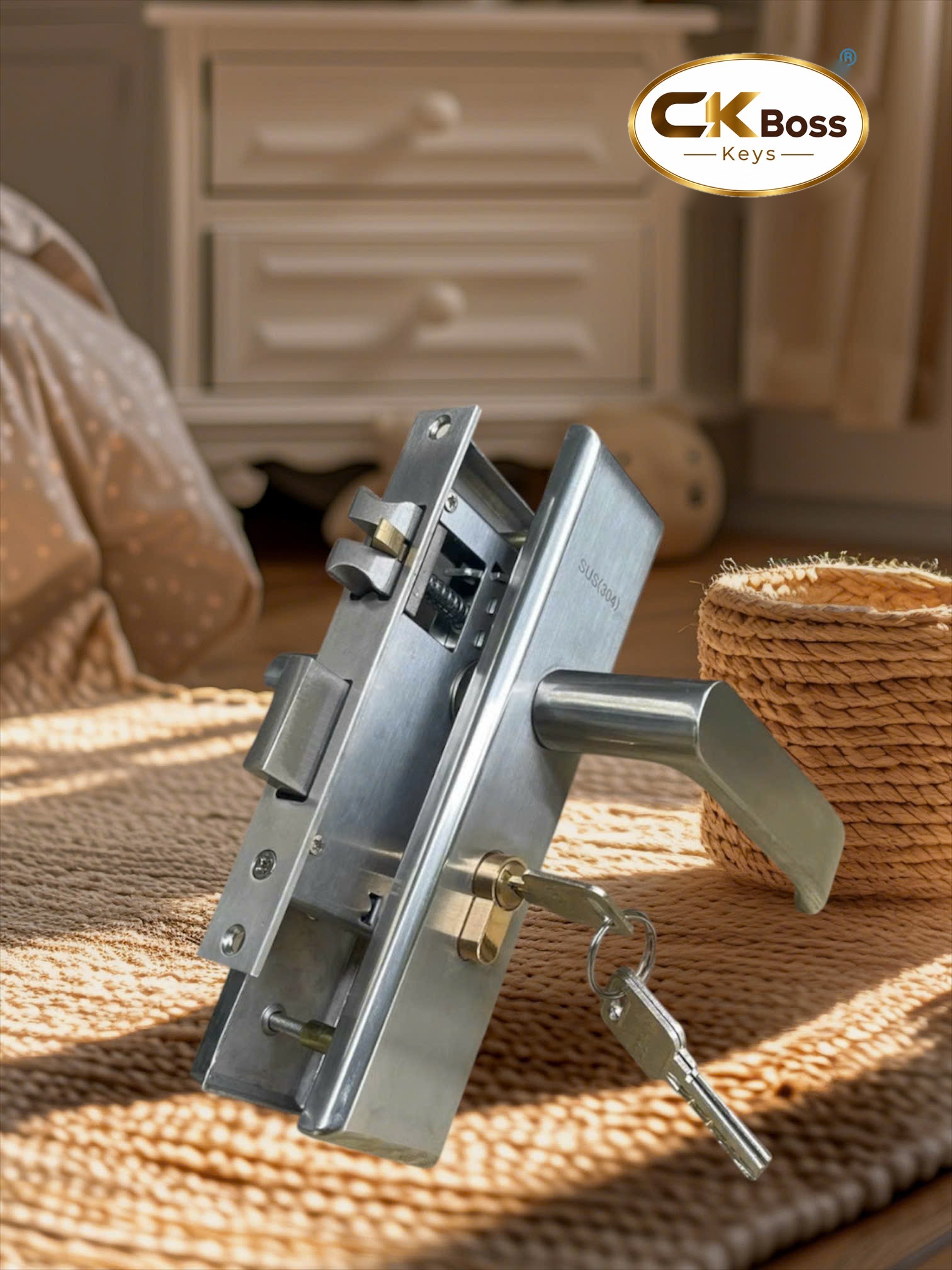 Khoá tay gạt inox 20cm-1.5mm